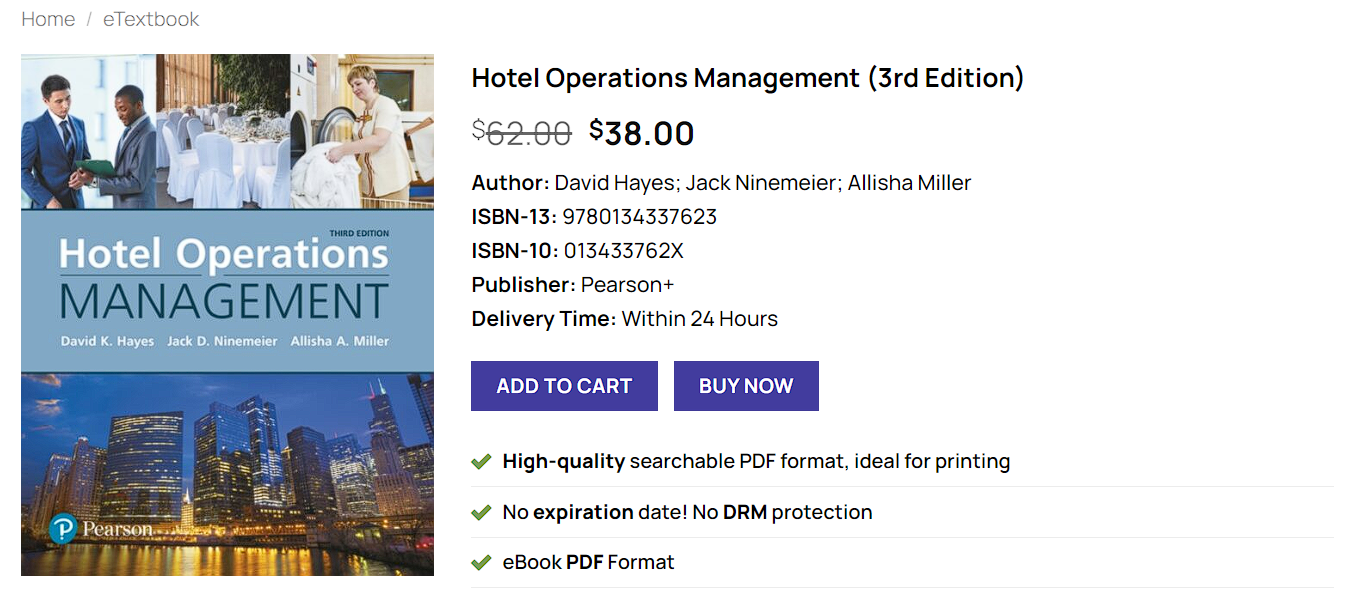 (PDF) Hotel Operations Management, 3rd Edition - Pearson+